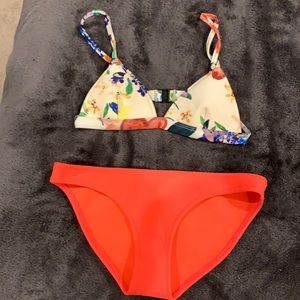 Triangl neon pink floral bikini set